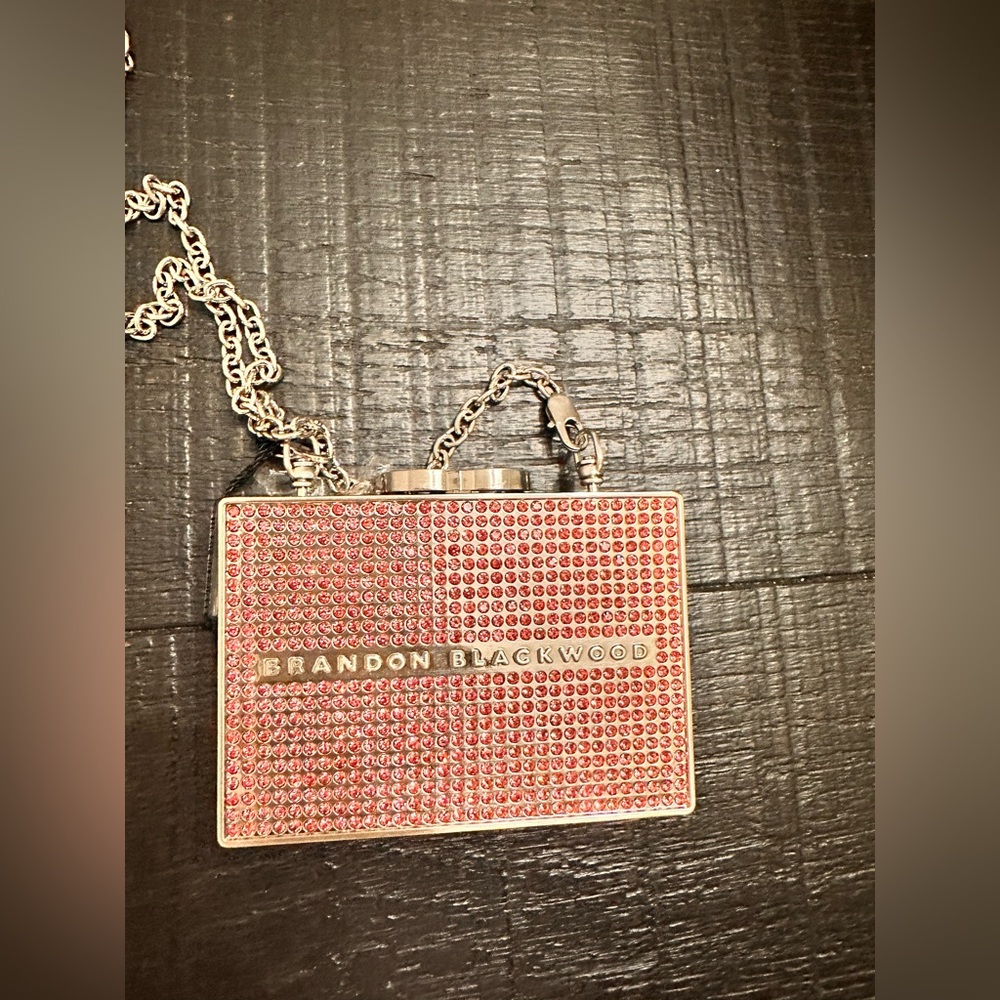 Brandon Blackwood Silver and Pink
Rhinestone Mini Card Case Crossbody